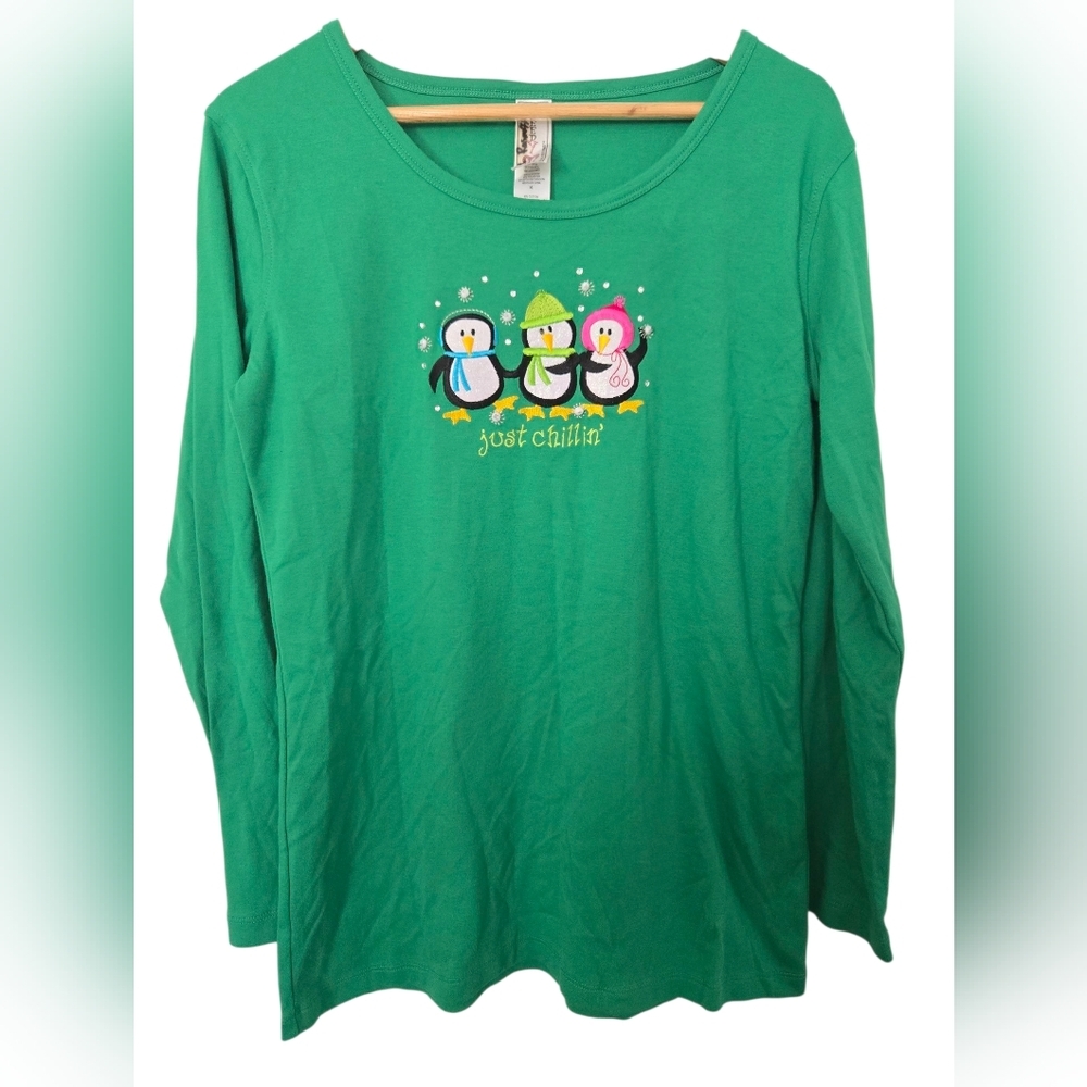 Needy Me Long Sleeve Shirt with Penguin Design Size XL